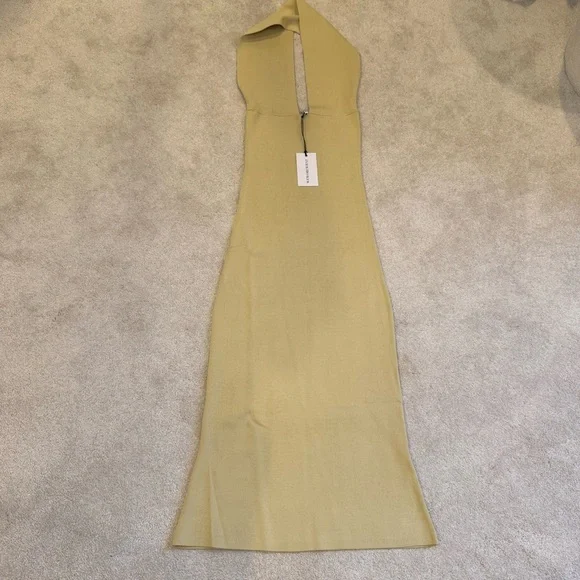 NWT WeWoreWhat Viscose Nylon Halter Neck Midi Dress in Tan Size S - Picture 1 of 11